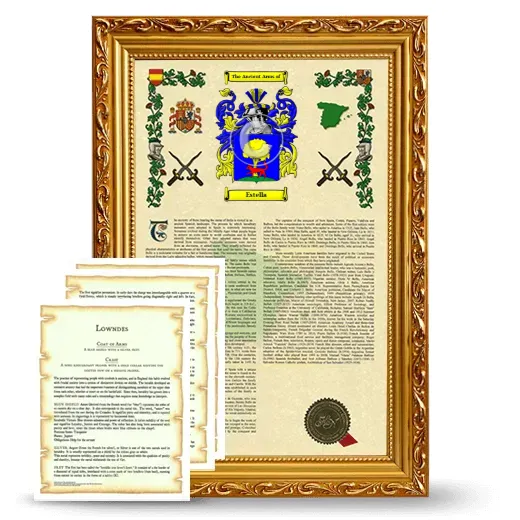 Estella Framed Armorial History and Symbolism - Gold