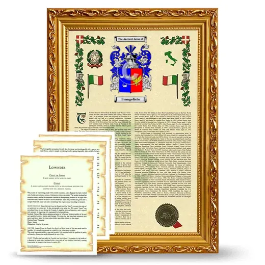 Evangelisto Framed Armorial History and Symbolism - Gold