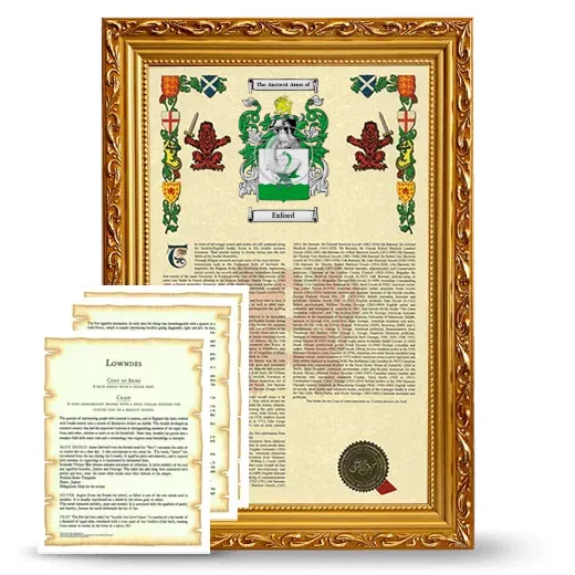 Exford Framed Armorial History and Symbolism - Gold
