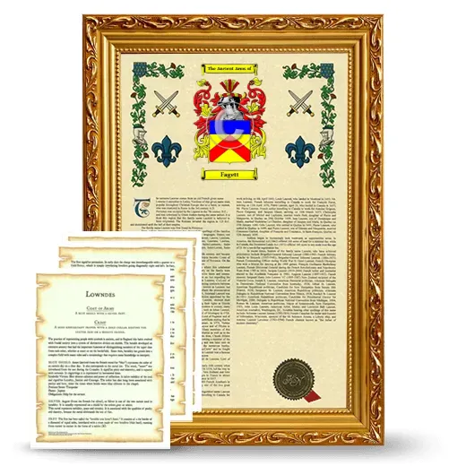 Fagett Framed Armorial History and Symbolism - Gold