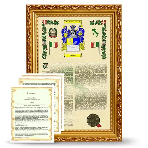 Falcieri Framed Armorial History and Symbolism - Gold