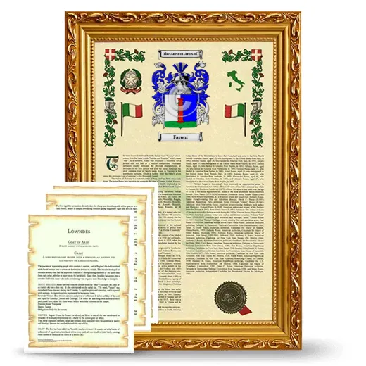 Faroni Framed Armorial History and Symbolism - Gold