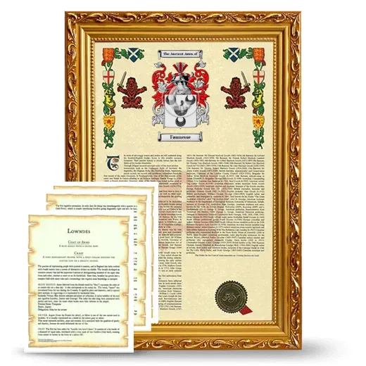 Faunesse Framed Armorial History and Symbolism - Gold