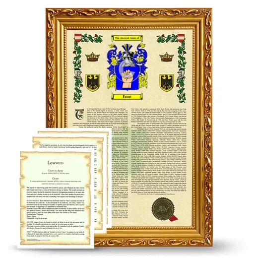 Faust Framed Armorial History and Symbolism - Gold