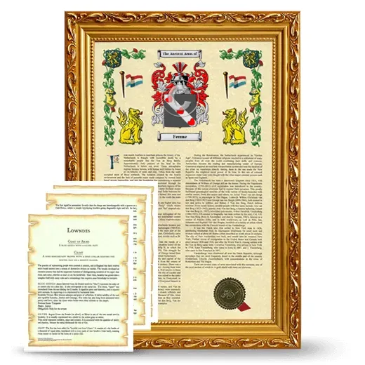 Ferme Framed Armorial History and Symbolism - Gold