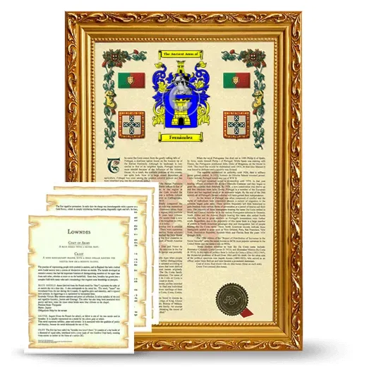 Fernàndez Framed Armorial History and Symbolism - Gold