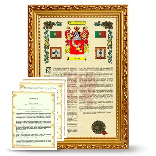 Ferreri Framed Armorial History and Symbolism - Gold