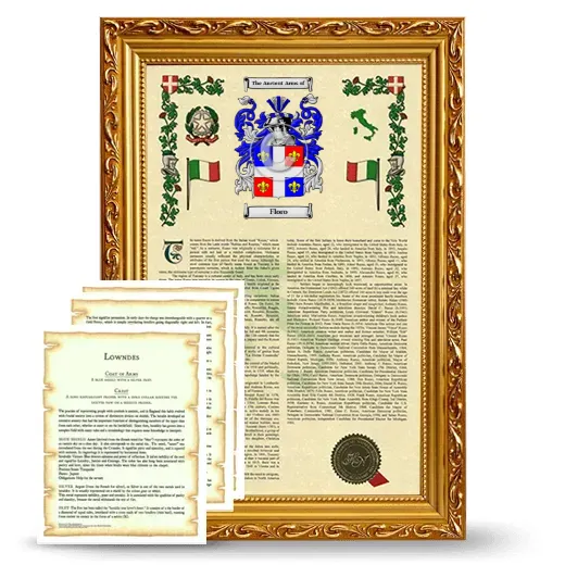 Floro Framed Armorial History and Symbolism - Gold