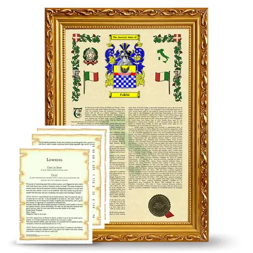 Folchi Framed Armorial History and Symbolism - Gold