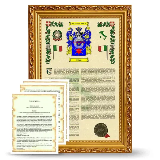 Frigo Framed Armorial History and Symbolism - Gold