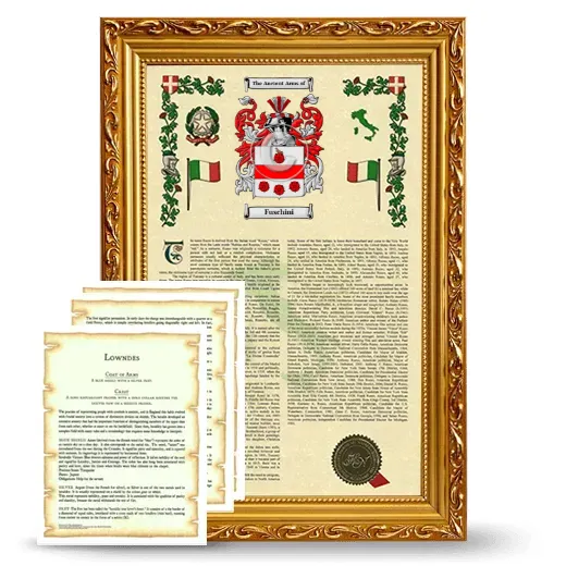 Fuschini Framed Armorial History and Symbolism - Gold