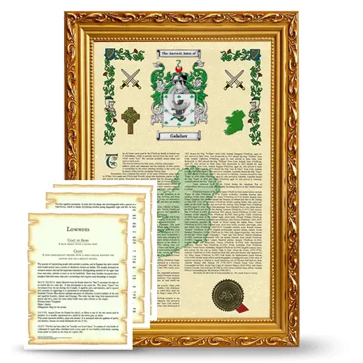 Galaher Framed Armorial History and Symbolism - Gold
