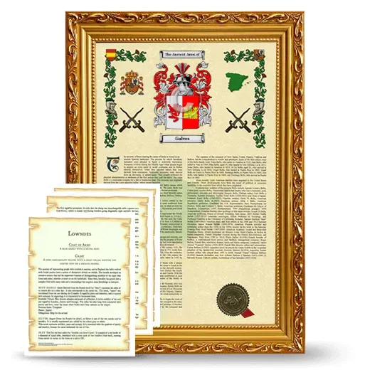 Galves Framed Armorial History and Symbolism - Gold