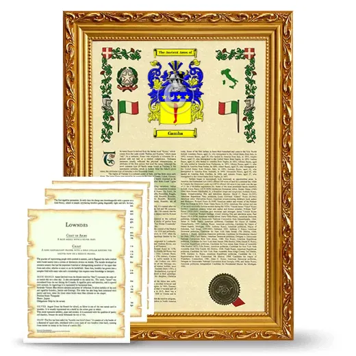 Gamba Framed Armorial History and Symbolism - Gold