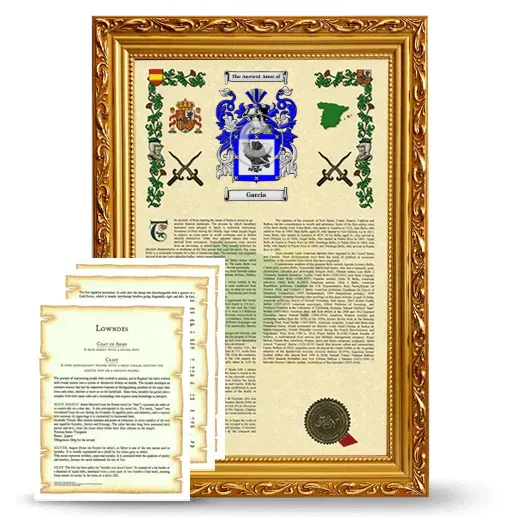 Garcia Framed Armorial History and Symbolism - Gold