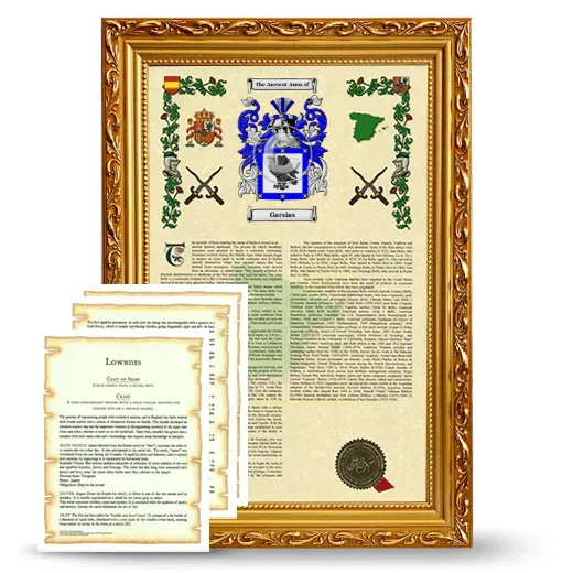 Garsias Framed Armorial History and Symbolism - Gold