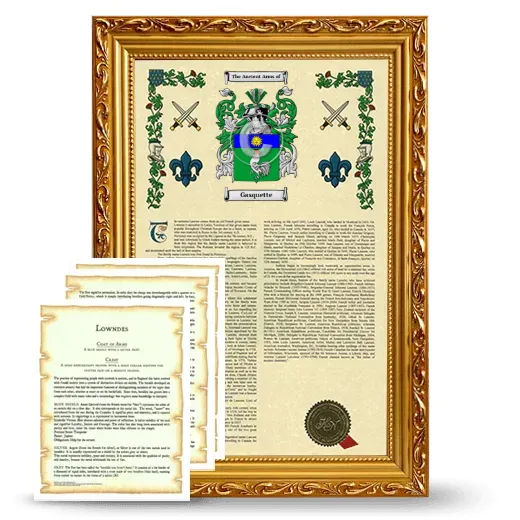 Gasquette Framed Armorial History and Symbolism - Gold