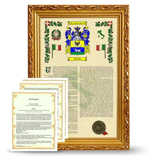 Gattola Framed Armorial History and Symbolism - Gold