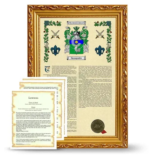 Gausquette Framed Armorial History and Symbolism - Gold