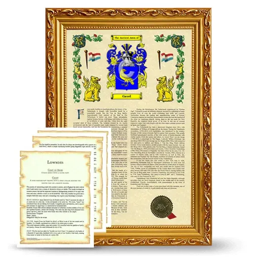 Gavel Framed Armorial History and Symbolism - Gold