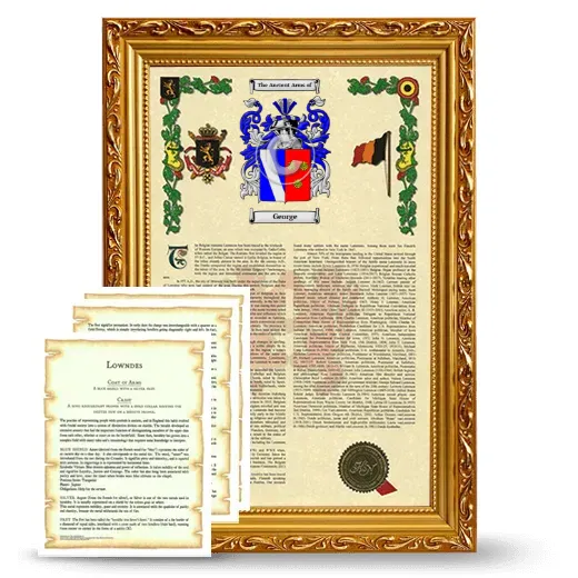 George Framed Armorial History and Symbolism - Gold