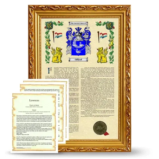 Giffynd Framed Armorial History and Symbolism - Gold