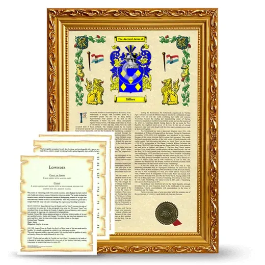 Gilker Framed Armorial History and Symbolism - Gold