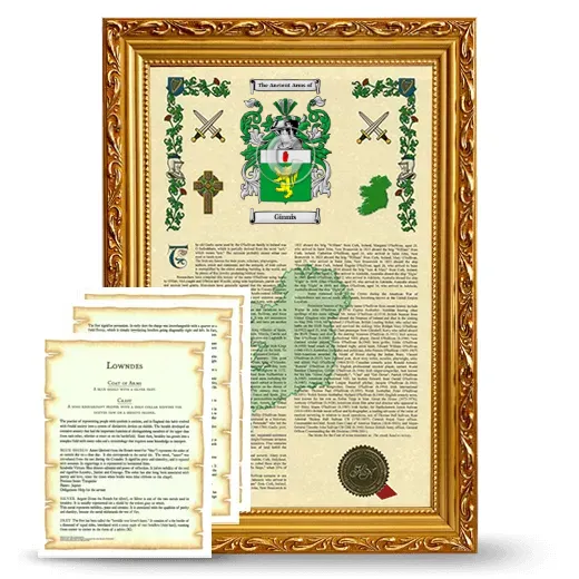 Ginnis Framed Armorial History and Symbolism - Gold