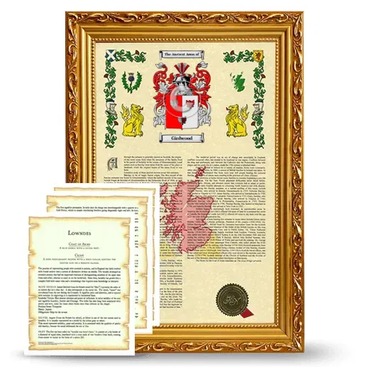 Girdwood Framed Armorial History and Symbolism - Gold