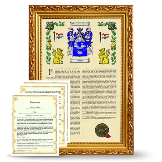 Giwyn Framed Armorial History and Symbolism - Gold