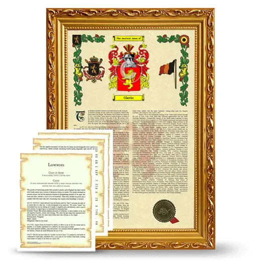 Glavin Framed Armorial History and Symbolism - Gold