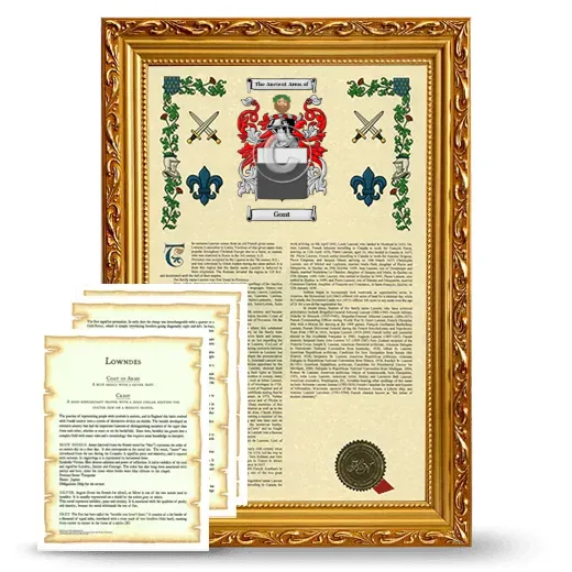 Gont Framed Armorial History and Symbolism - Gold