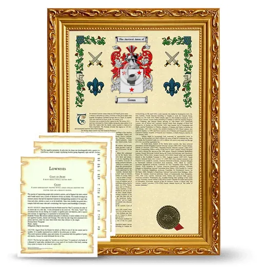 Gous Framed Armorial History and Symbolism - Gold