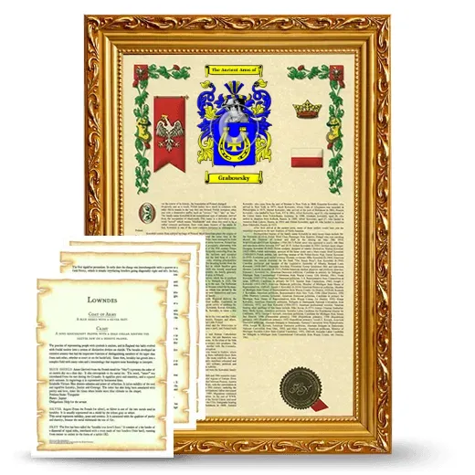 Grabowsky Framed Armorial History and Symbolism - Gold