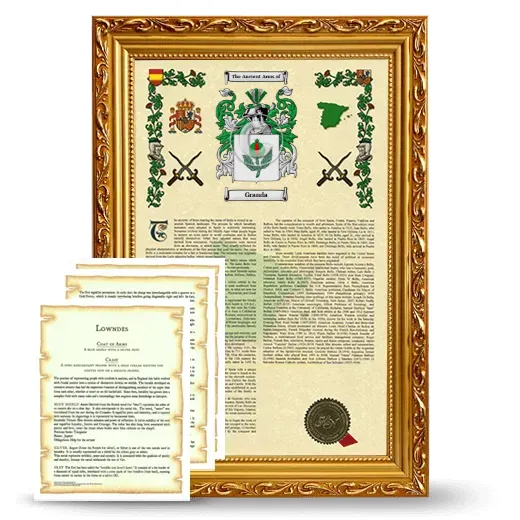 Granda Framed Armorial History and Symbolism - Gold