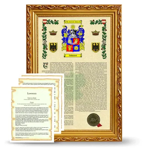 Grimmet Framed Armorial History and Symbolism - Gold