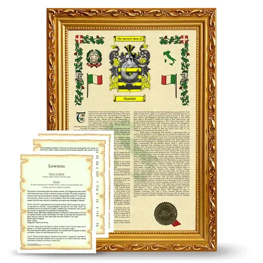 Guarini Framed Armorial History and Symbolism - Gold