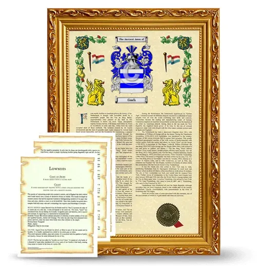 Guch Framed Armorial History and Symbolism - Gold