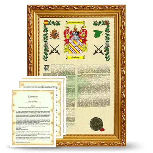 Guebara Framed Armorial History and Symbolism - Gold