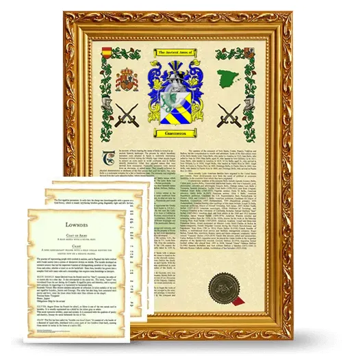 Guerreros Framed Armorial History and Symbolism - Gold