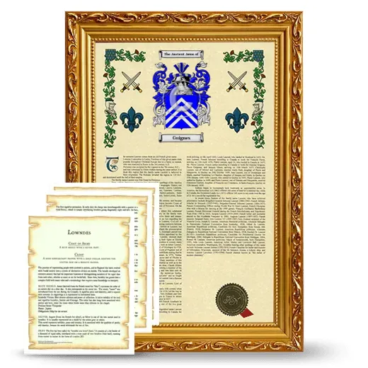 Guignes Framed Armorial History and Symbolism - Gold