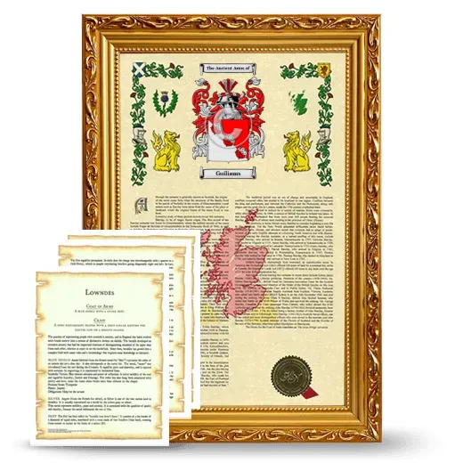 Guiliams Framed Armorial History and Symbolism - Gold