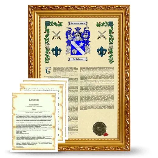 Guillebeau Framed Armorial History and Symbolism - Gold