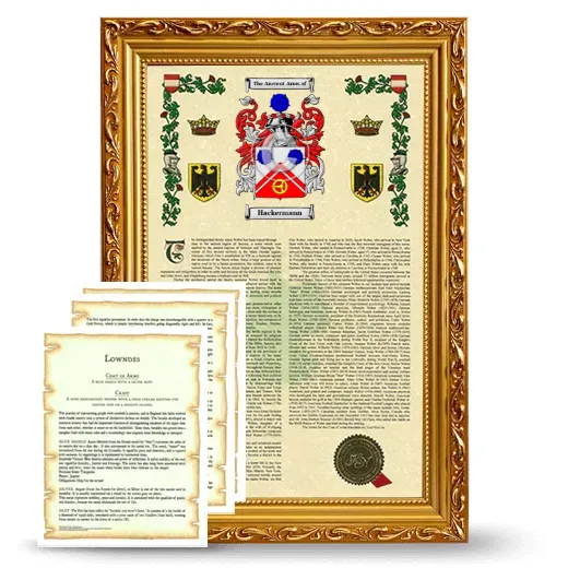 Hackermann Framed Armorial History and Symbolism - Gold