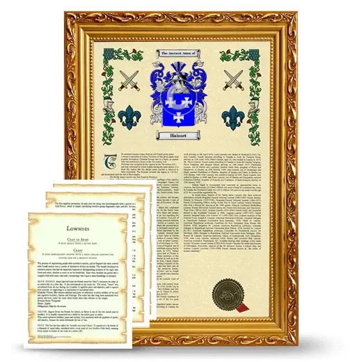 Haimet Framed Armorial History and Symbolism - Gold