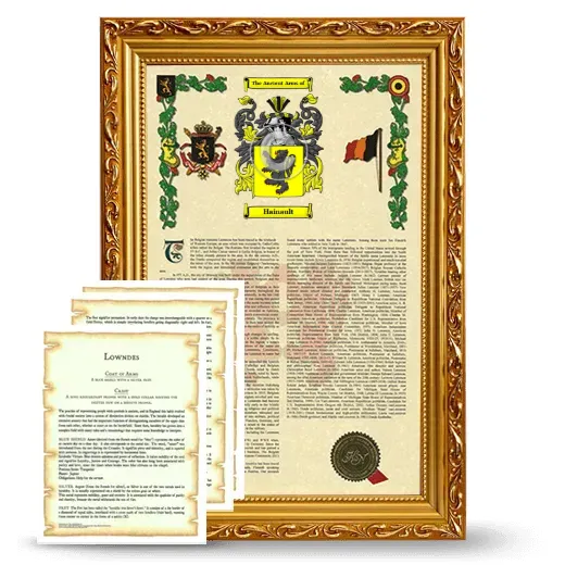 Hainault Framed Armorial History and Symbolism - Gold