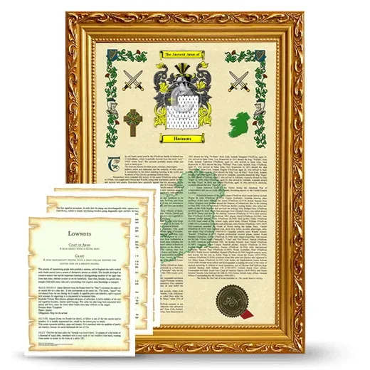 Hanson Framed Armorial History and Symbolism - Gold