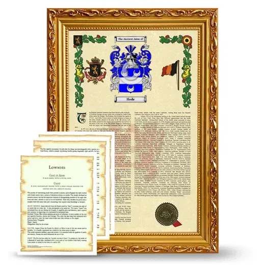 Hede Framed Armorial History and Symbolism - Gold