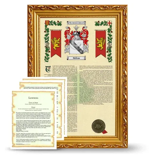 Hellom Framed Armorial History and Symbolism - Gold