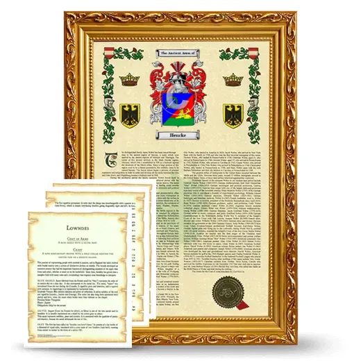 Hencke Framed Armorial History and Symbolism - Gold